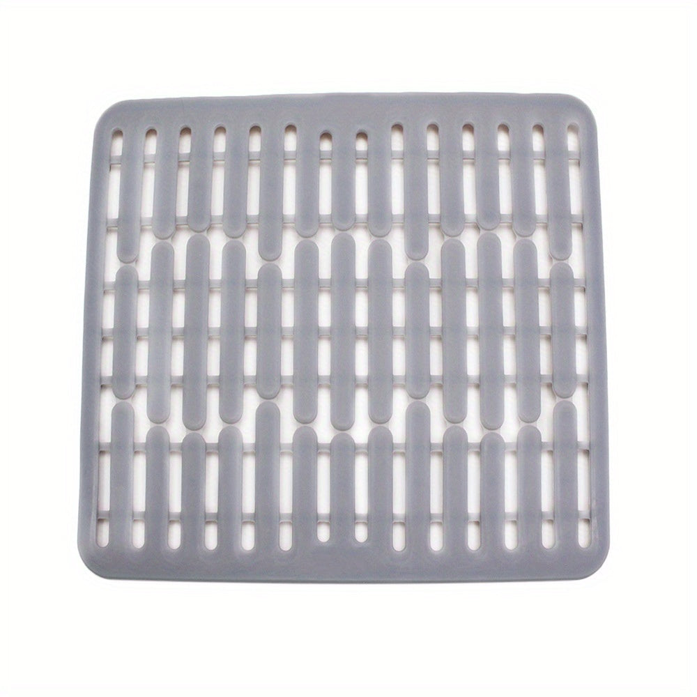 1pc Non-Slip Kitchen Sink Protector Mat - Heavy-Duty Silicone Sink Drain Pad, Scratchproof Basin Liner, Customizable Drainage Mat & Drying Mat for Dishwashing, Rinsing Vegetables, Easy-Clean Sink Guard, Kitchen Sink Mat, Coarse Texture Design