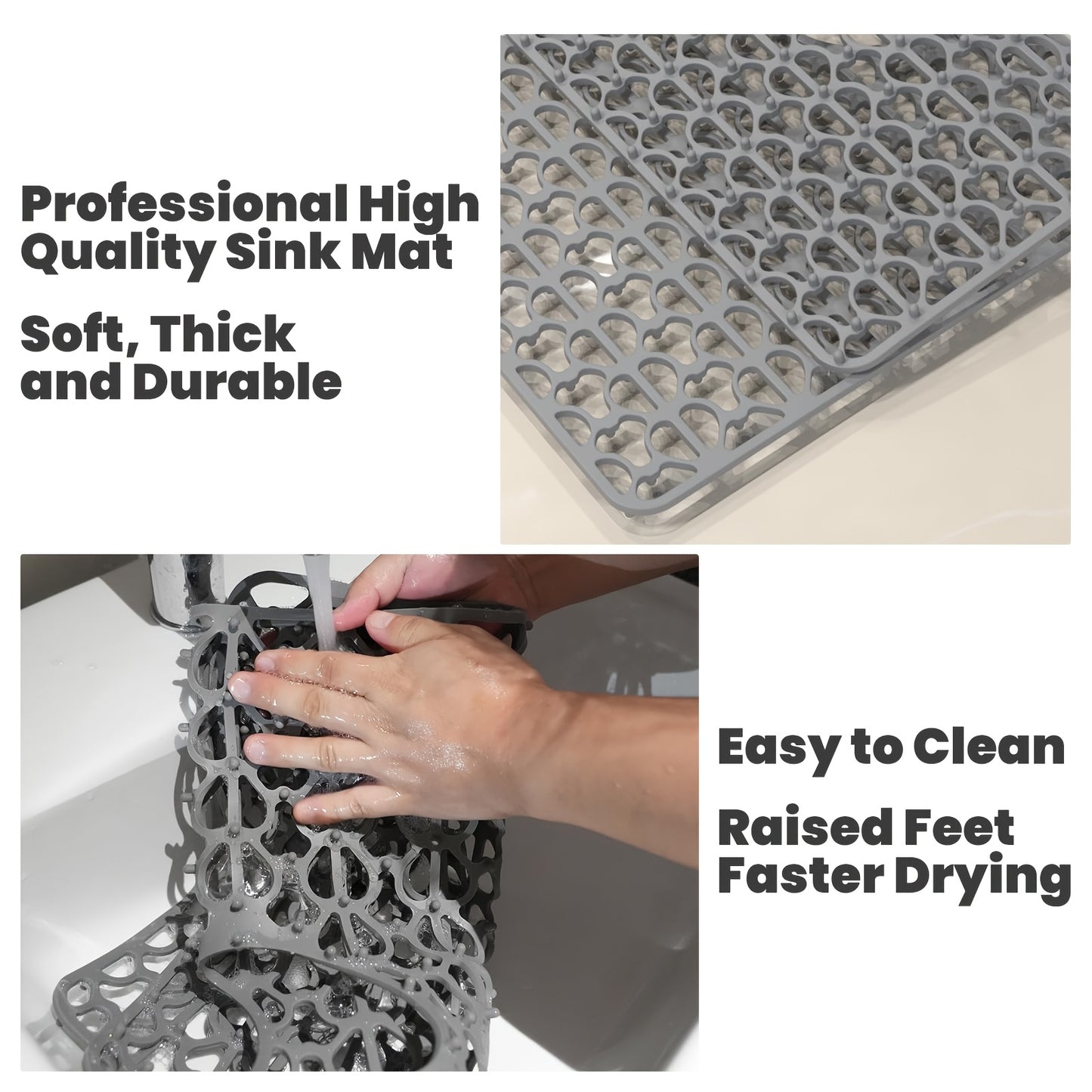 Silicone Sink Mat Silicone Kitchen Sink Mat | For Farmhouse Stainless Steel Porcelain Sink With Rear Drain, Sink Protectors For Bottom Of Kitchen Sink