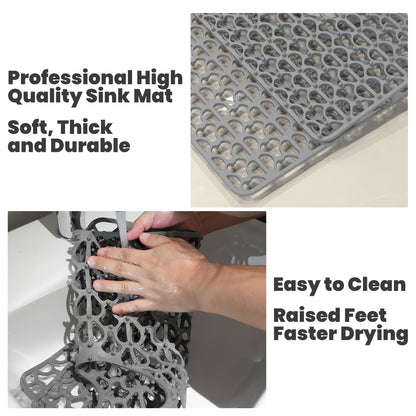 Silicone Sink Mat Silicone Kitchen Sink Mat | For Farmhouse Stainless Steel Porcelain Sink With Rear Drain, Sink Protectors For Bottom Of Kitchen Sink