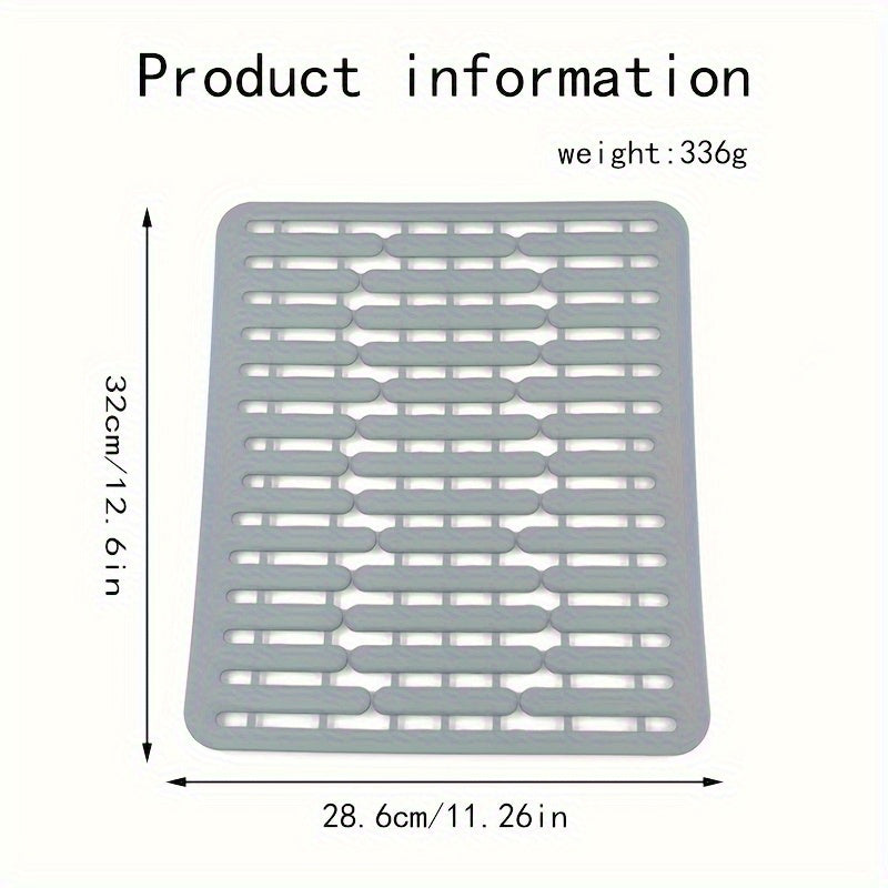 1pc Non-Slip Kitchen Sink Protector Mat - Heavy-Duty Silicone Sink Drain Pad, Scratchproof Basin Liner, Customizable Drainage Mat & Drying Mat for Dishwashing, Rinsing Vegetables, Easy-Clean Sink Guard, Kitchen Sink Mat, Coarse Texture Design