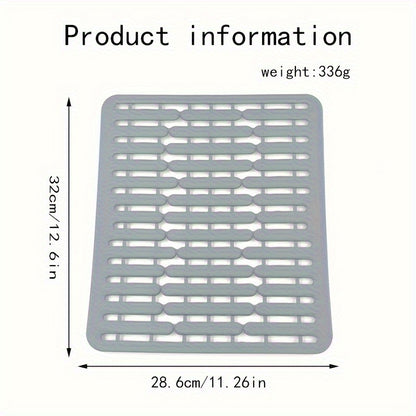 1pc Non-Slip Kitchen Sink Protector Mat - Heavy-Duty Silicone Sink Drain Pad, Scratchproof Basin Liner, Customizable Drainage Mat & Drying Mat for Dishwashing, Rinsing Vegetables, Easy-Clean Sink Guard, Kitchen Sink Mat, Coarse Texture Design