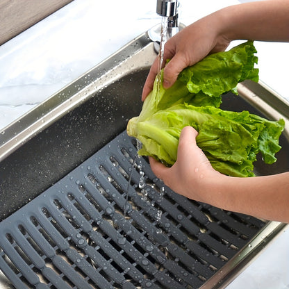 1pc Non-Slip Kitchen Sink Protector Mat - Heavy-Duty Silicone Sink Drain Pad, Scratchproof Basin Liner, Customizable Drainage Mat & Drying Mat for Dishwashing, Rinsing Vegetables, Easy-Clean Sink Guard, Kitchen Sink Mat, Coarse Texture Design