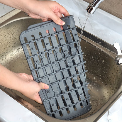 1pc Non-Slip Kitchen Sink Protector Mat - Heavy-Duty Silicone Sink Drain Pad, Scratchproof Basin Liner, Customizable Drainage Mat & Drying Mat for Dishwashing, Rinsing Vegetables, Easy-Clean Sink Guard, Kitchen Sink Mat, Coarse Texture Design