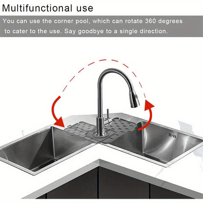 Silicone Soap Sponge Holder Mat Silicone Sink Mat Mini Sink Splash Guard and Soap Sponge Holder for Kitchen Countertop Protect with Self Draining Design Anti-slip Kitchen Faucet Draining Mat