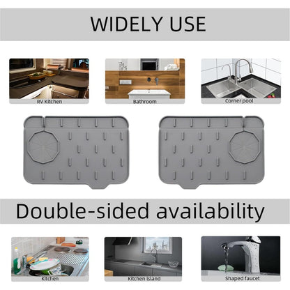 Silicone Soap Sponge Holder Mat Silicone Sink Mat Mini Sink Splash Guard and Soap Sponge Holder for Kitchen Countertop Protect with Self Draining Design Anti-slip Kitchen Faucet Draining Mat