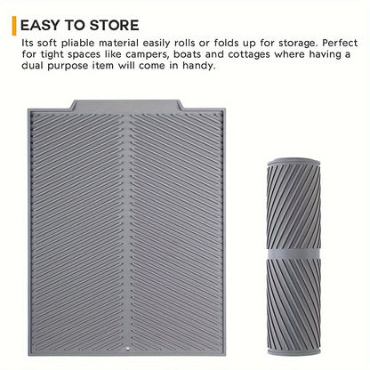 1pc\u002FSilicone Dish Drying Mat Drain Mat Built-In Drain, Easy to Clean Reusable Sink Mat, Heat Insulation Mat, Multifunctional Kitchen Mat, Dishwasher Stand Tripod, Kitchen Accessories,Father Gift