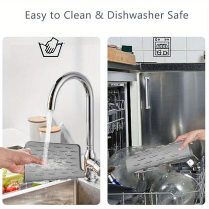 Silicone Dish Drying Mat for Kitchen Counter Dish Drying Pad with Drain Lip NonSlip Drain Pad with Builtin Drain Heat Insulation Pad Sink Drainer Mat for Multiple Usage