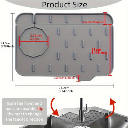 Silicone Soap Sponge Holder Mat Silicone Sink Mat Mini Sink Splash Guard and Soap Sponge Holder for Kitchen Countertop Protect with Self Draining Design Anti-slip Kitchen Faucet Draining Mat
