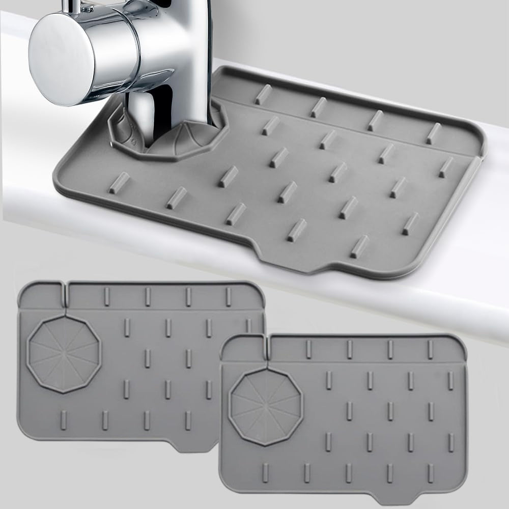 Silicone Soap Sponge Holder Mat Silicone Sink Mat Mini Sink Splash Guard and Soap Sponge Holder for Kitchen Countertop Protect with Self Draining Design Anti-slip Kitchen Faucet Draining Mat