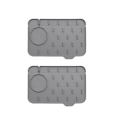Silicone Soap Sponge Holder Mat Silicone Sink Mat Mini Sink Splash Guard and Soap Sponge Holder for Kitchen Countertop Protect with Self Draining Design Anti-slip Kitchen Faucet Draining Mat