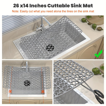 Silicone Sink Mat Silicone Kitchen Sink Mat | For Farmhouse Stainless Steel Porcelain Sink With Rear Drain, Sink Protectors For Bottom Of Kitchen Sink