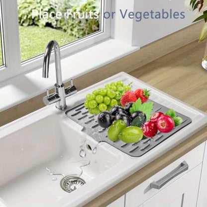 Silicone Dish Drying Mat for Kitchen Counter Dish Drying Pad with Drain Lip NonSlip Drain Pad with Builtin Drain Heat Insulation Pad Sink Drainer Mat for Multiple Usage