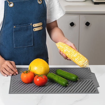 1pc\u002FSilicone Dish Drying Mat Drain Mat Built-In Drain, Easy to Clean Reusable Sink Mat, Heat Insulation Mat, Multifunctional Kitchen Mat, Dishwasher Stand Tripod, Kitchen Accessories,Father Gift