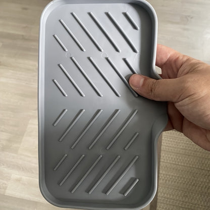 1pc Silicone Sink Tray Organizer - Self Draining Soap Dish Sponge Holder, Non-Slip Kitchen Bathroom Counter Mat | Keep Counter Dry